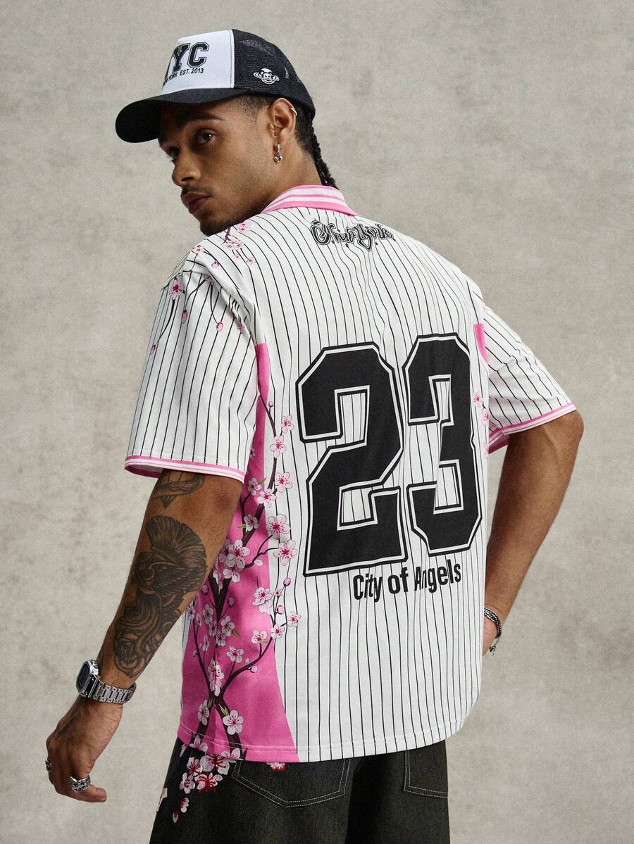 STYNVO Camisa Polo de Manga Curta Casual e Versátil com Estampa de Letra em Tela para Homens