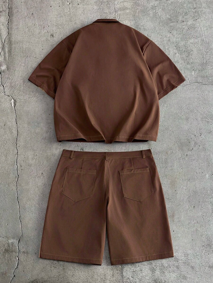 CONJUNTO STREETWEAR OVERSIZED MASCULINO CARAMELO STYNVO CARGO CLUB