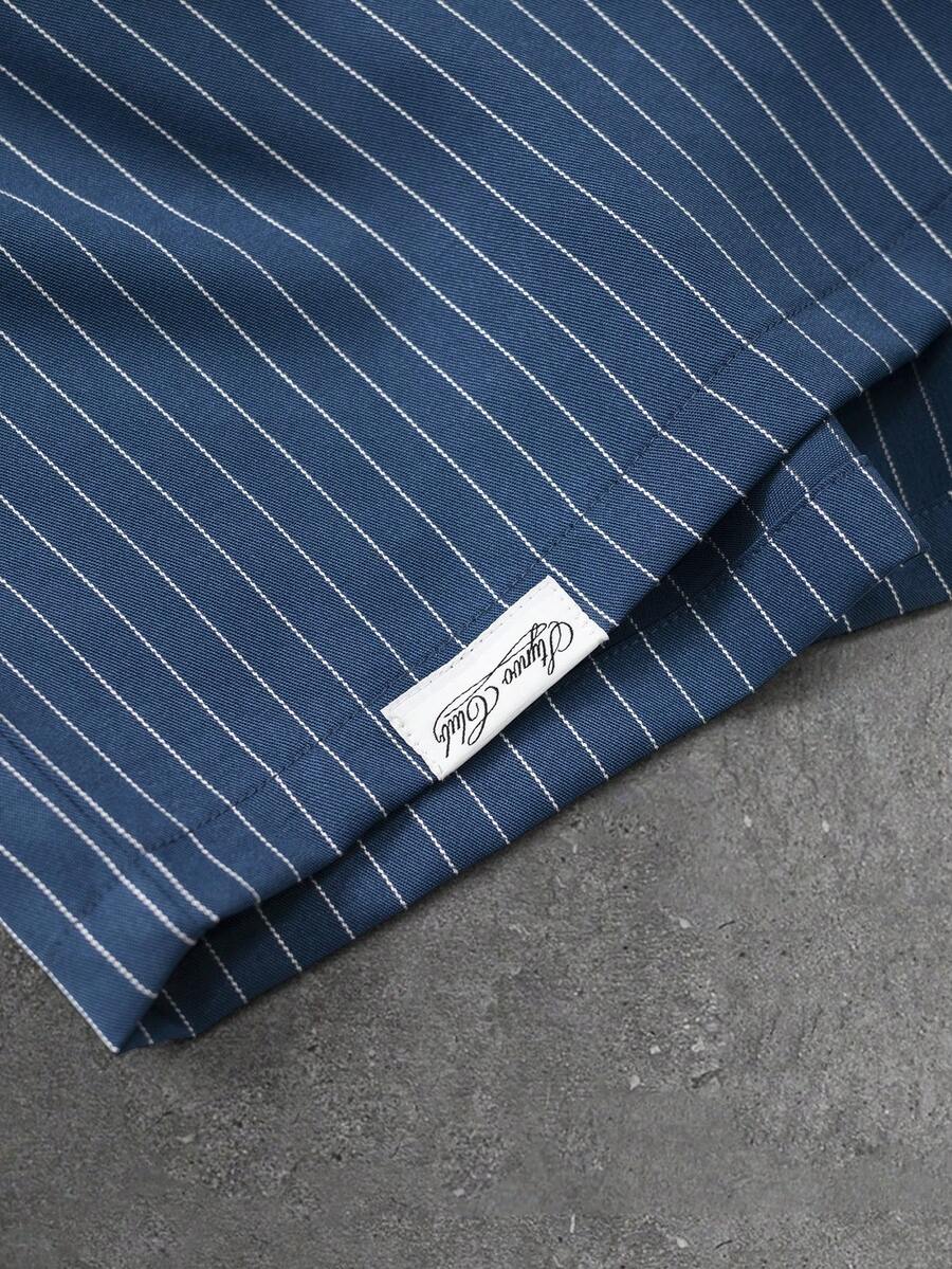 STYNVO Camisa Casual Masculina Listrada com Bordado de Letra, Verão