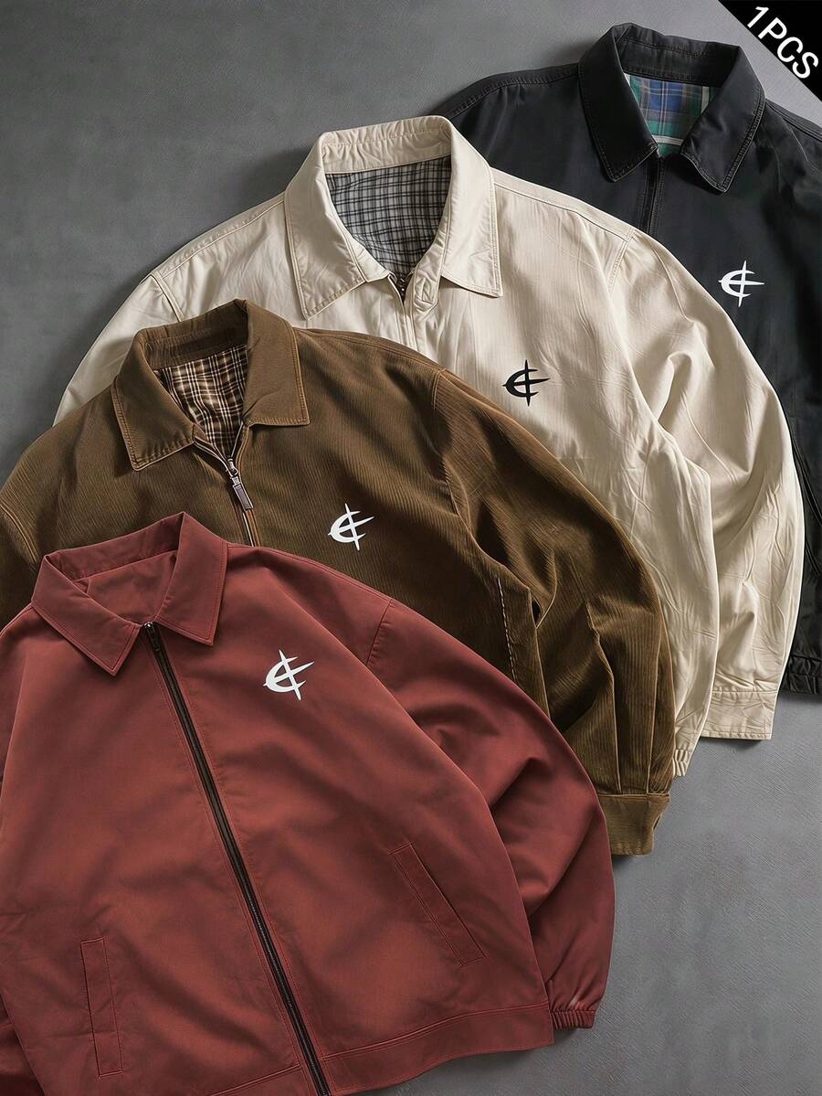 STYNVO Jaqueta de Manga Longa Minimalista Estampada Masculina