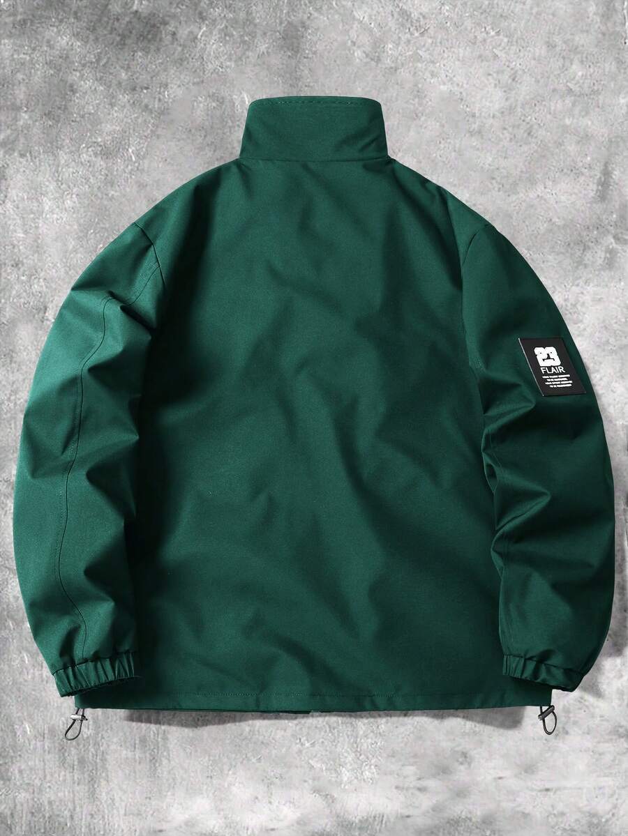 STYNVO Jaqueta Casual Versátil e Esportiva com Gola Alta para Homens, Estampa Gráfica Grande, Estilo de Casal Jovem, Bolsos Grandes, Jaqueta de Outono/Inverno