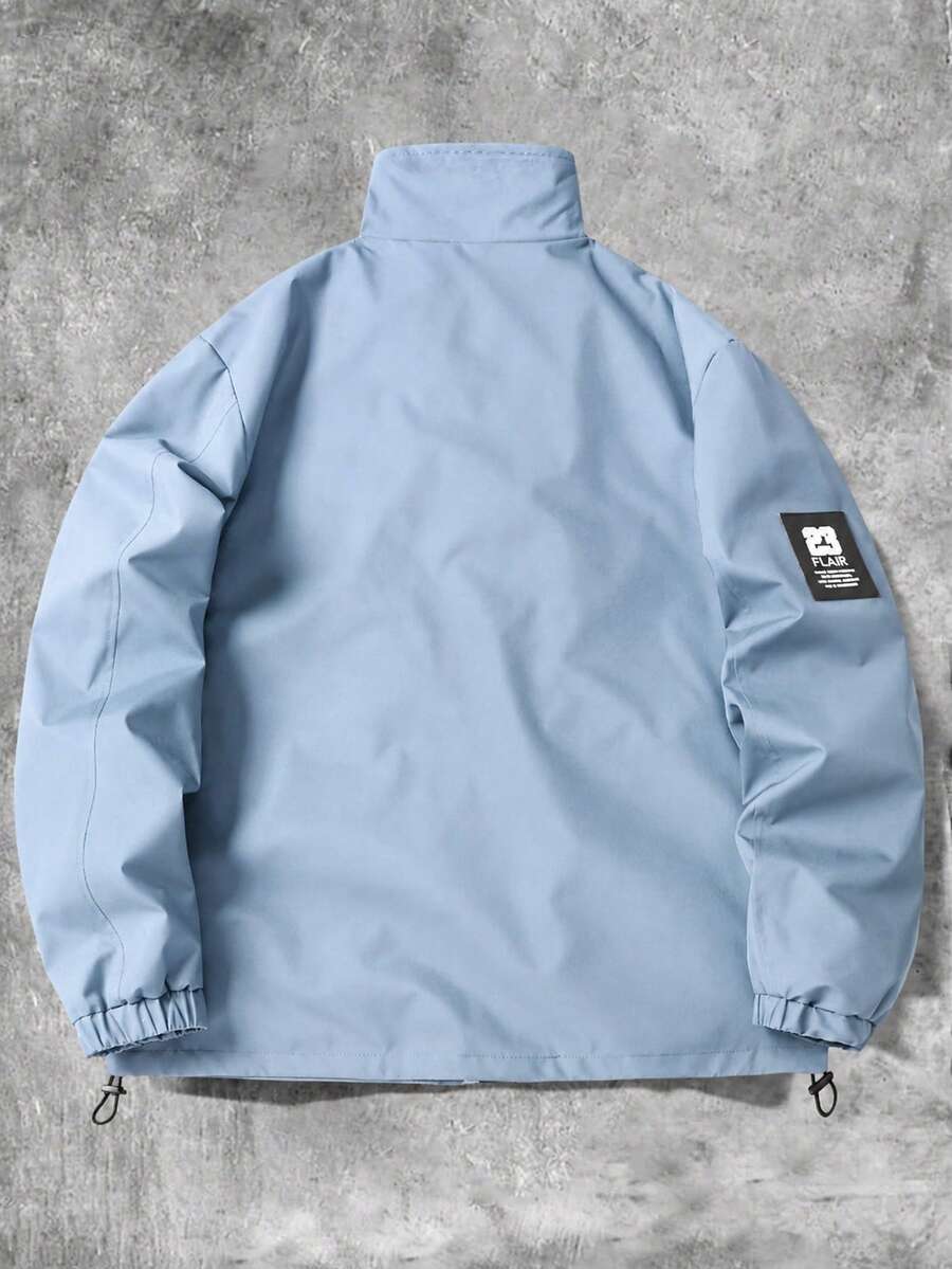 STYNVO Jaqueta Casual Versátil e Esportiva com Gola Alta para Homens, Estampa Gráfica Grande, Estilo de Casal Jovem, Bolsos Grandes, Jaqueta de Outono/Inverno