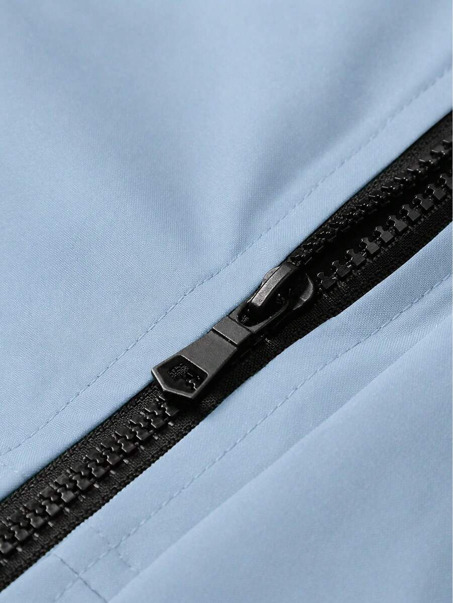 STYNVO Jaqueta Casual Versátil e Esportiva com Gola Alta para Homens, Estampa Gráfica Grande, Estilo de Casal Jovem, Bolsos Grandes, Jaqueta de Outono/Inverno