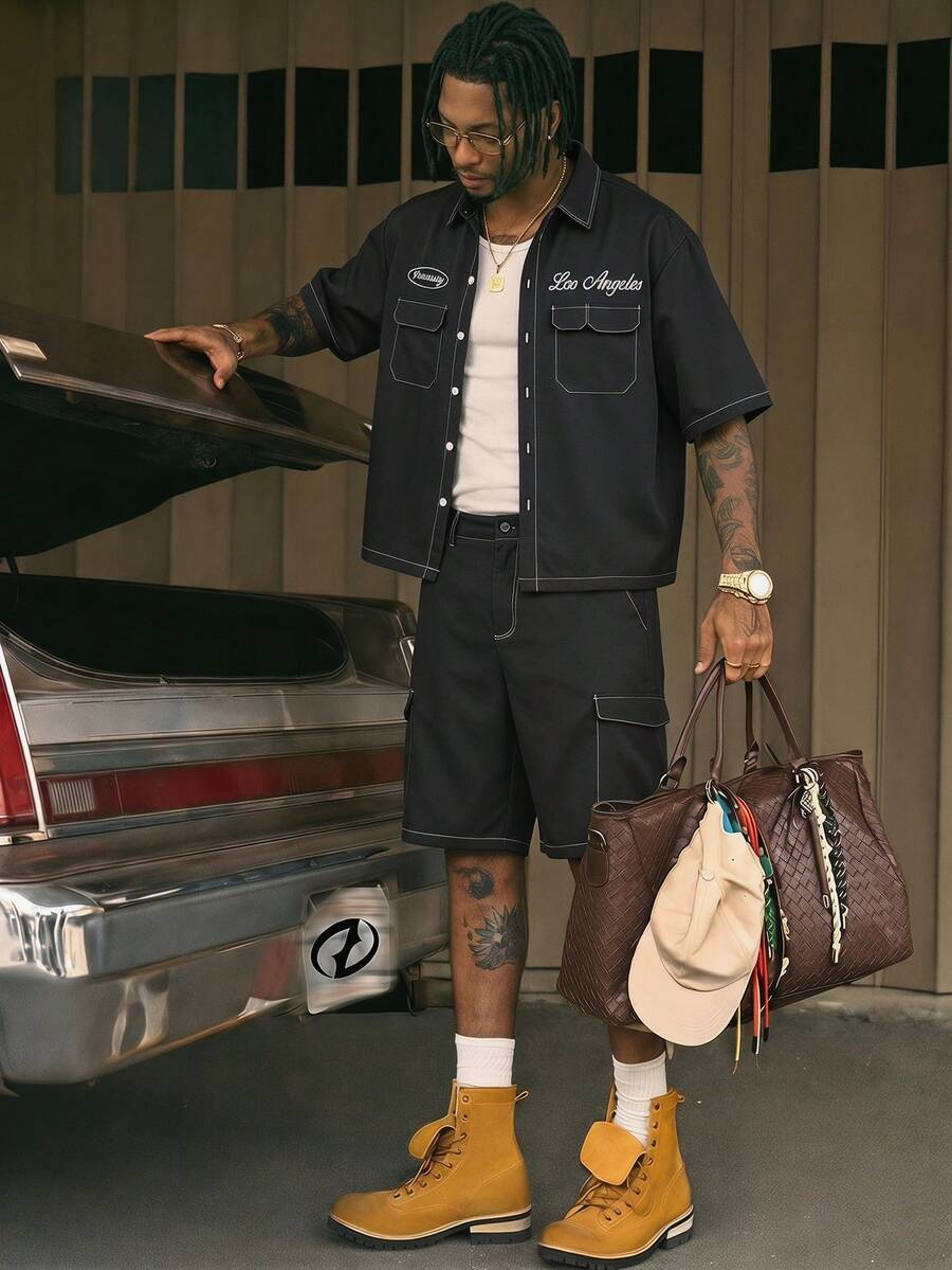 CONJUNTO STREETWEAR OVERSIZED MASCULINO CARAMELO STYNVO CARGO CLUB