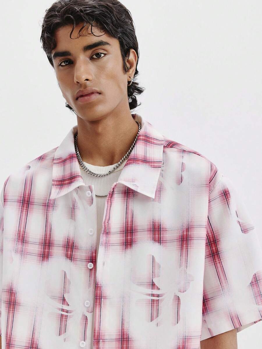 STYNVO Camisa Casual Masculina Listrada com Bordado de Letra, Verão