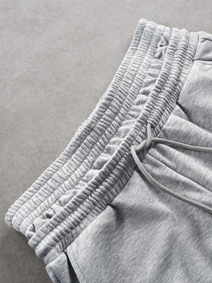 STYNVO Calça Masculina com Estampa de Letra, Cintura com Cordão e Bolso, Perna Larga