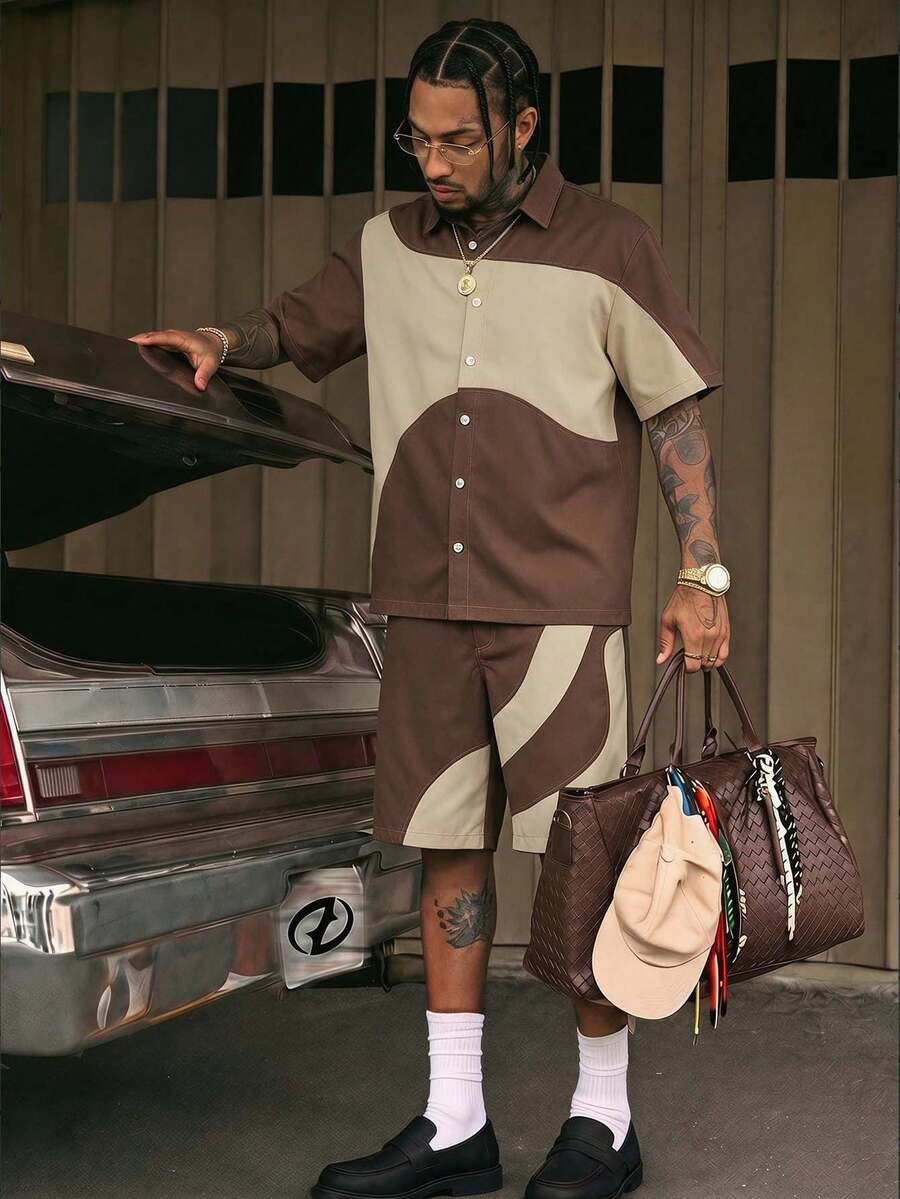CONJUNTO STREETWEAR OVERSIZED MASCULINO CARAMELO STYNVO CARGO CLUB