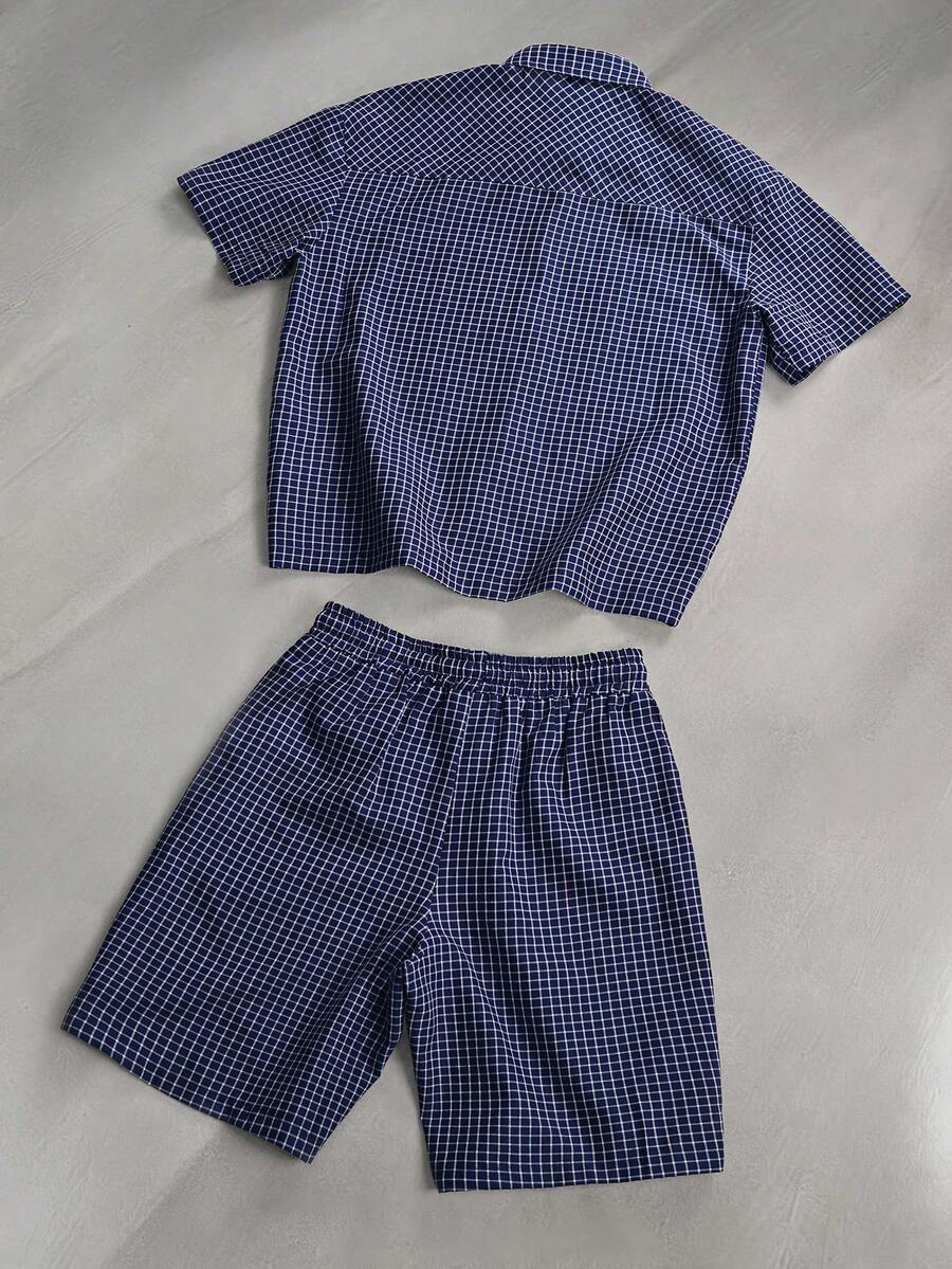 STYNVO 2 Peças/Conjunto Camisa de Manga Curta com Zíper Casual Masculina e Conjunto de Shorts com Cordão