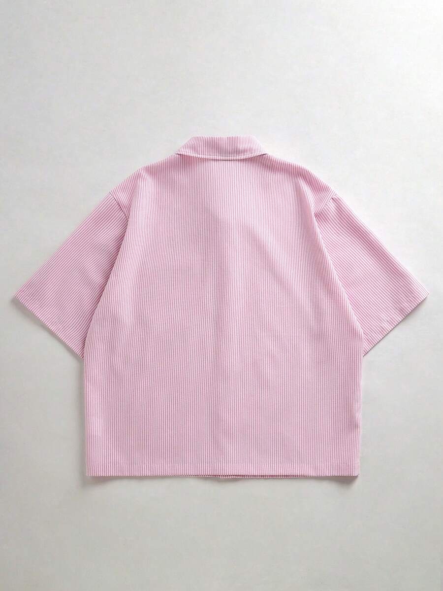 STYNVO Camisa Casual Masculina Listrada com Bordado de Letra, Verão