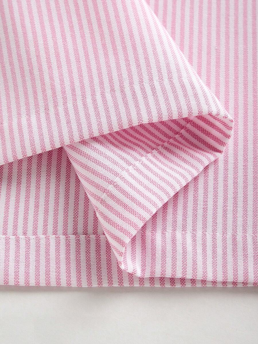 STYNVO Camisa Casual Masculina Listrada com Bordado de Letra, Verão