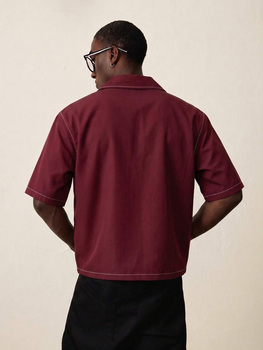 STYNVO Camisa Casual Masculina Listrada com Bordado de Letra, Verão