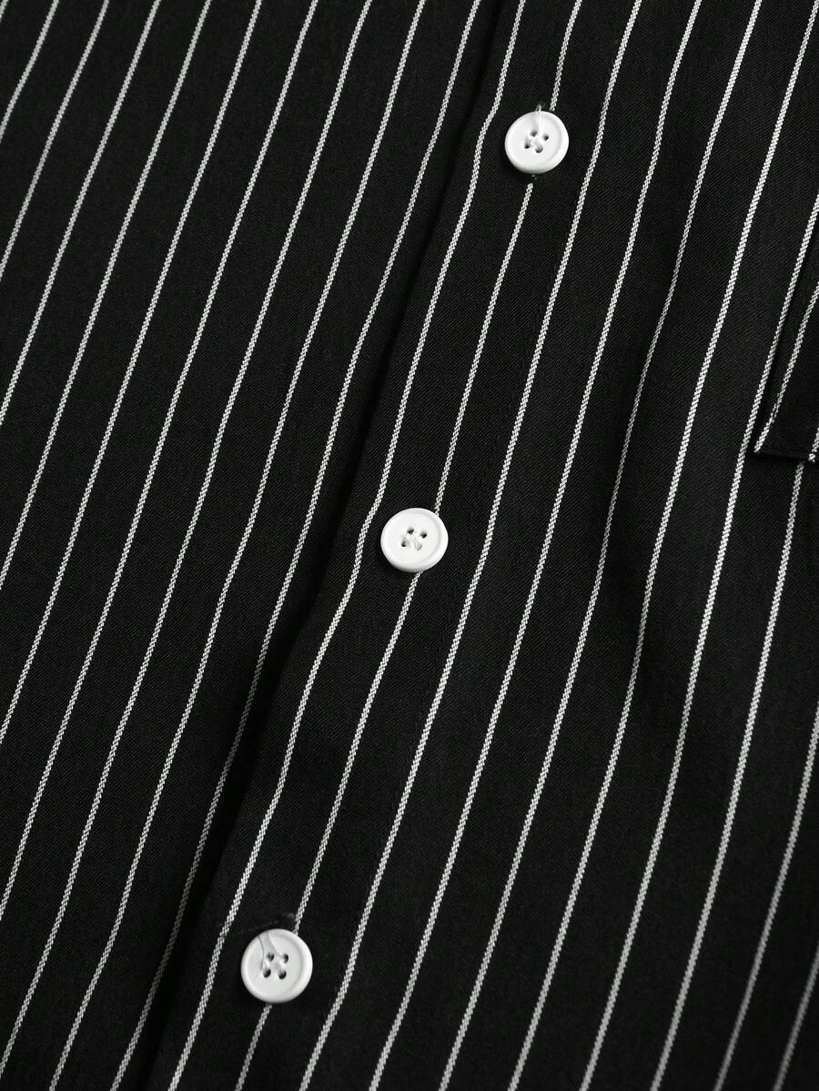 STYNVO Camisa Casual Masculina Listrada com Bordado de Letra, Verão