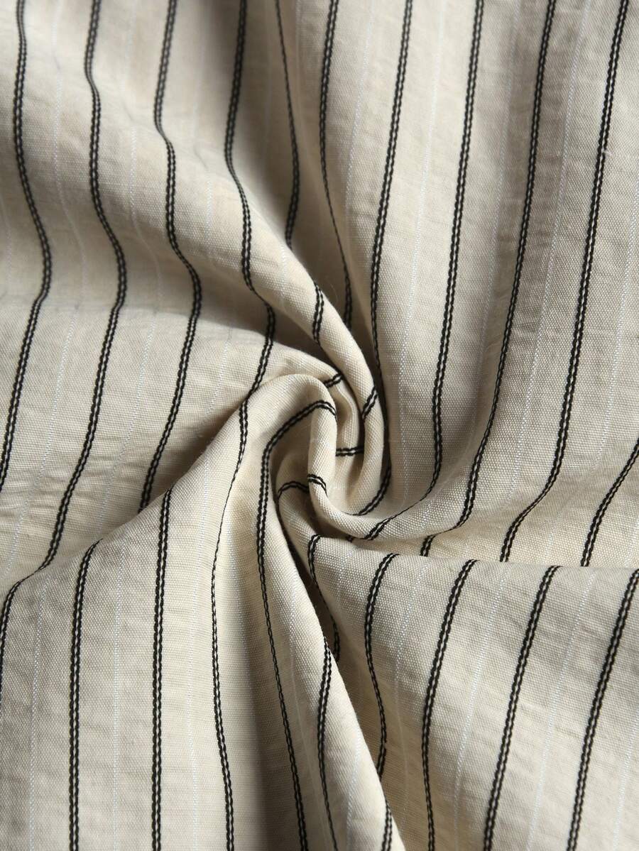 STYNVO Camisa Casual Masculina Listrada com Bordado de Letra, Verão