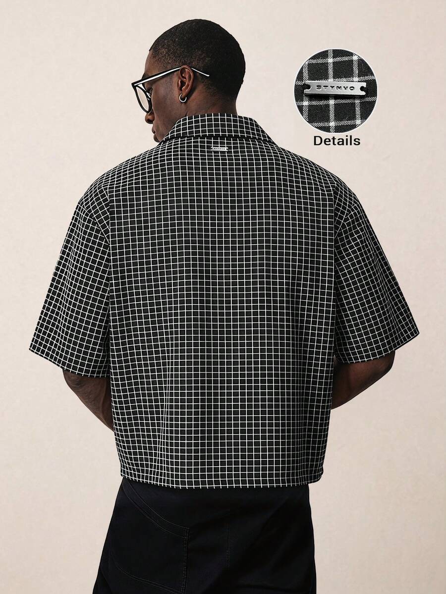 STYNVO Camisa Casual Masculina Listrada com Bordado de Letra, Verão
