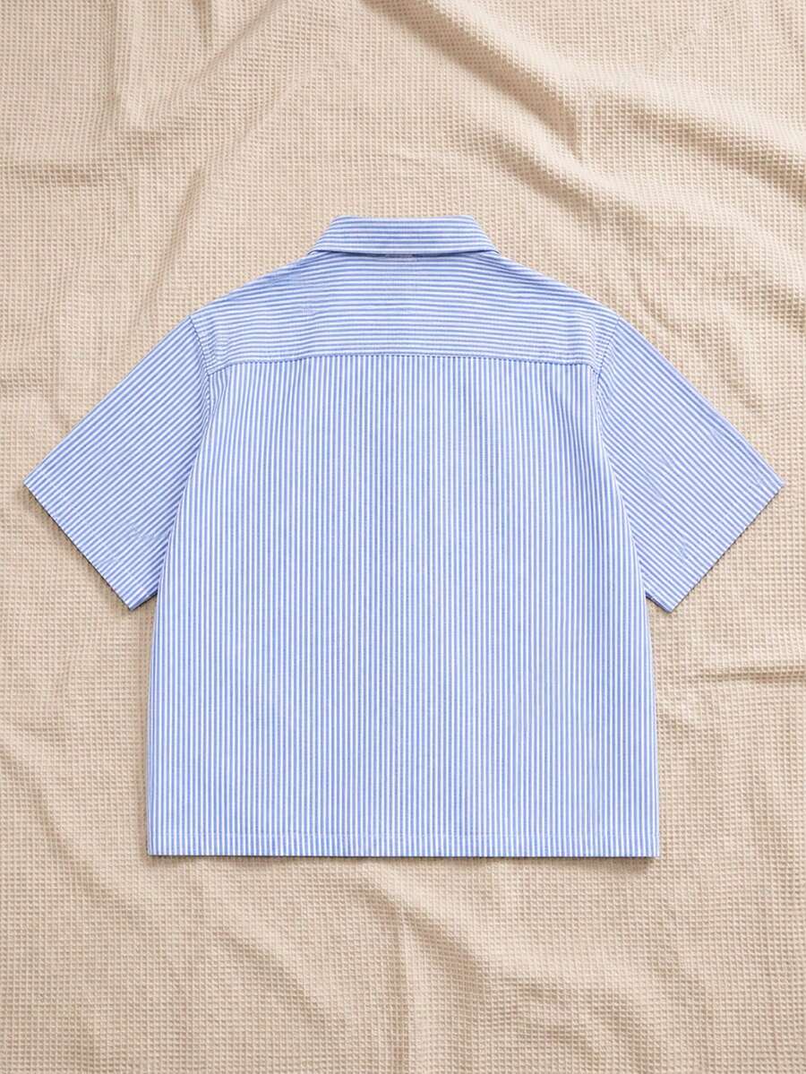 STYNVO Camisa Casual Masculina Listrada com Bordado de Letra, Verão