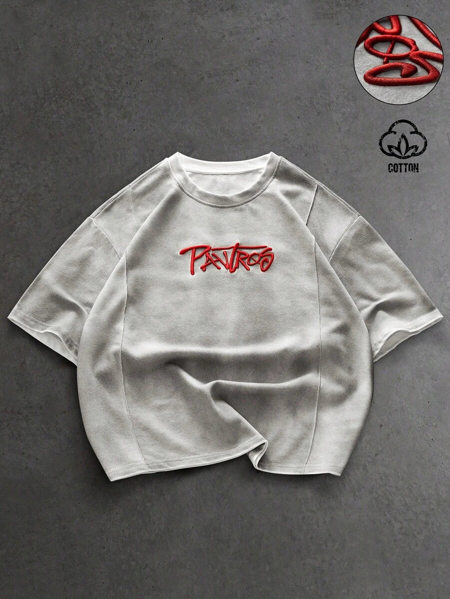 STYNVO Camiseta Casual Masculina de Manga Curta com Estampa de Letra e Cor Sólida, Verão