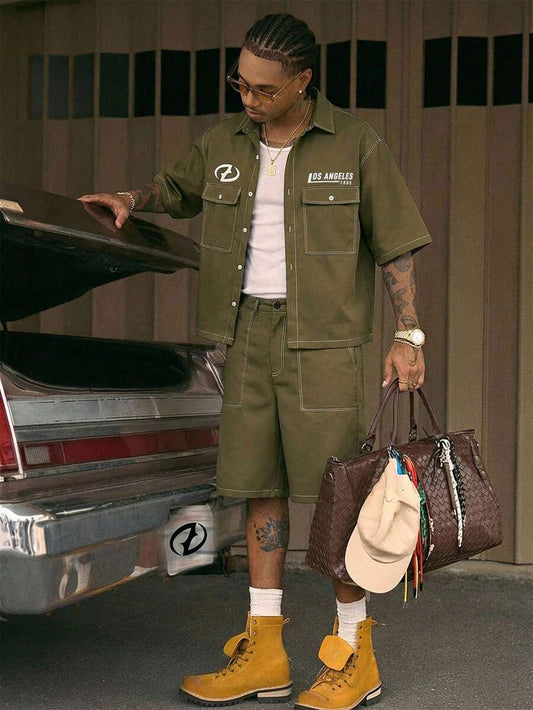 CONJUNTO STREETWEAR OVERSIZED MASCULINO CARAMELO STYNVO CARGO CLUB