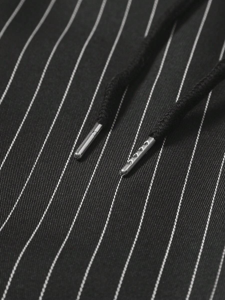 STYNVO Camisa de Manga Curta com Estampa de Listras e Letras e Shorts Casuais para Uso Diário
