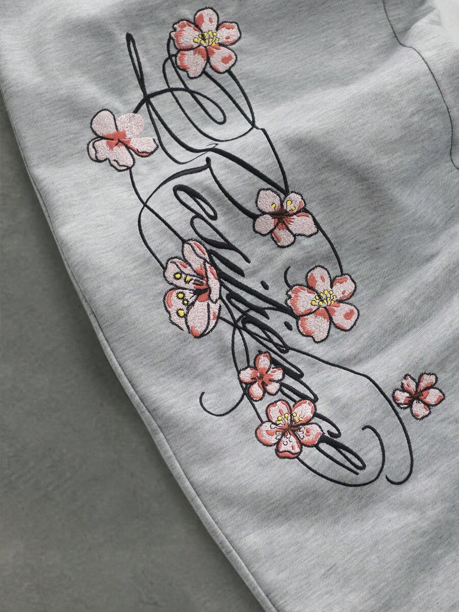 STYNVO Calça Masculina com Estampa de Letra, Cintura com Cordão e Bolso, Perna Larga