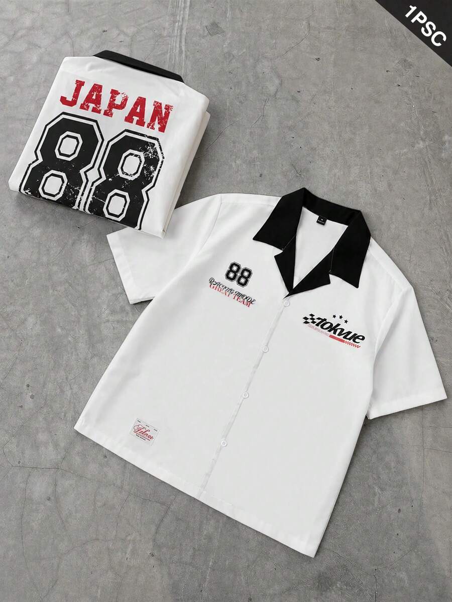 STYNVO Camisa Casual Masculina Listrada com Bordado de Letra, Verão
