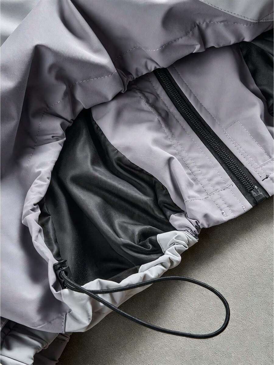 STYNVO Jaqueta casual masculina com capuz e zíper, de manga longa, em cores contrastantes e corte folgado