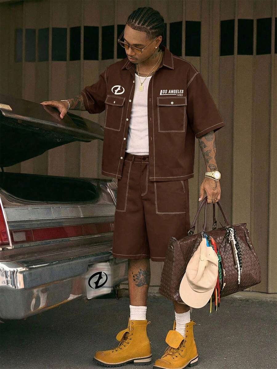 CONJUNTO STREETWEAR OVERSIZED MASCULINO CARAMELO STYNVO CARGO CLUB