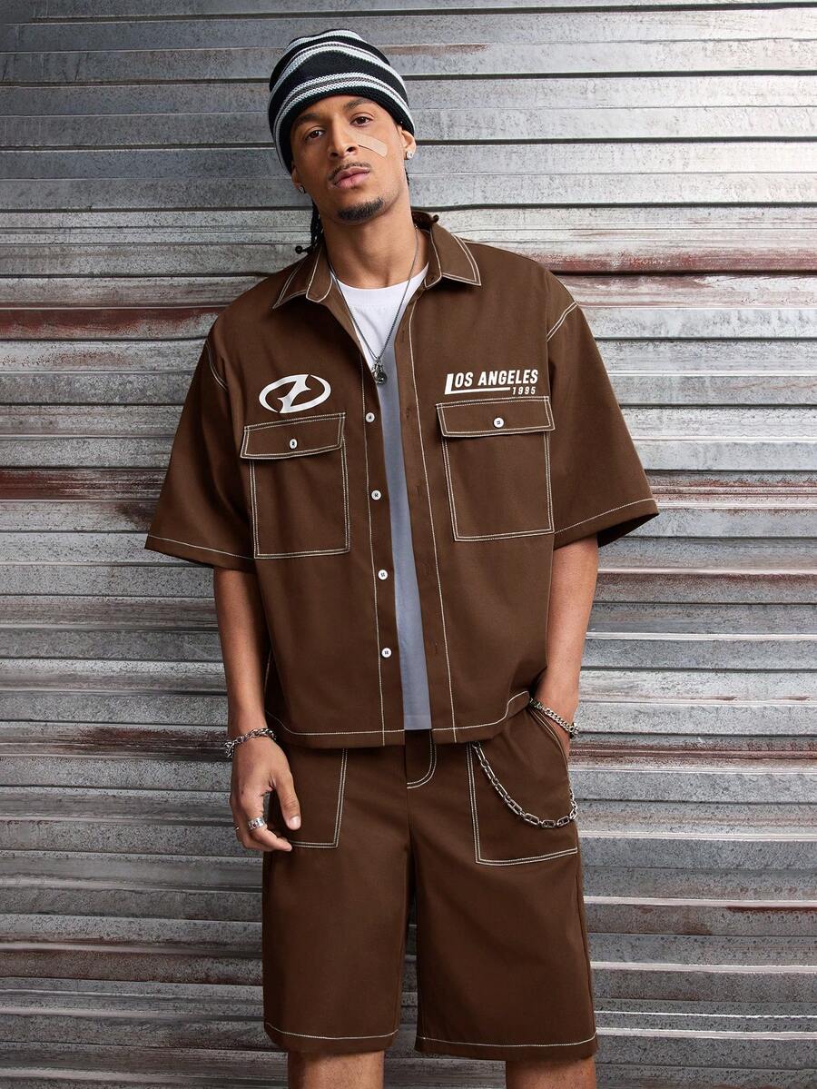 CONJUNTO STREETWEAR OVERSIZED MASCULINO CARAMELO STYNVO CARGO CLUB