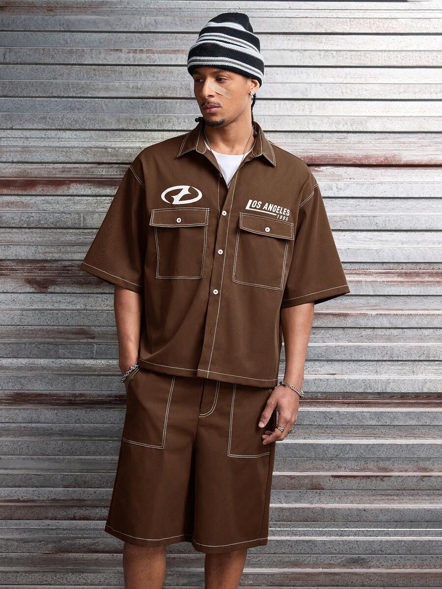 CONJUNTO STREETWEAR OVERSIZED MASCULINO CARAMELO STYNVO CARGO CLUB