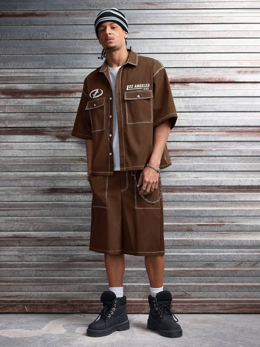 CONJUNTO STREETWEAR OVERSIZED MASCULINO CARAMELO STYNVO CARGO CLUB