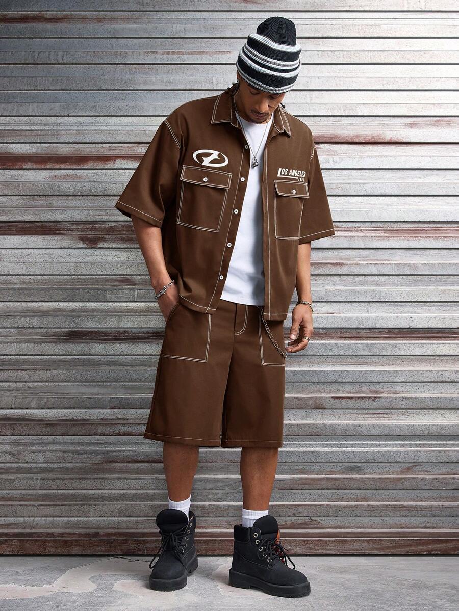 CONJUNTO STREETWEAR OVERSIZED MASCULINO CARAMELO STYNVO CARGO CLUB