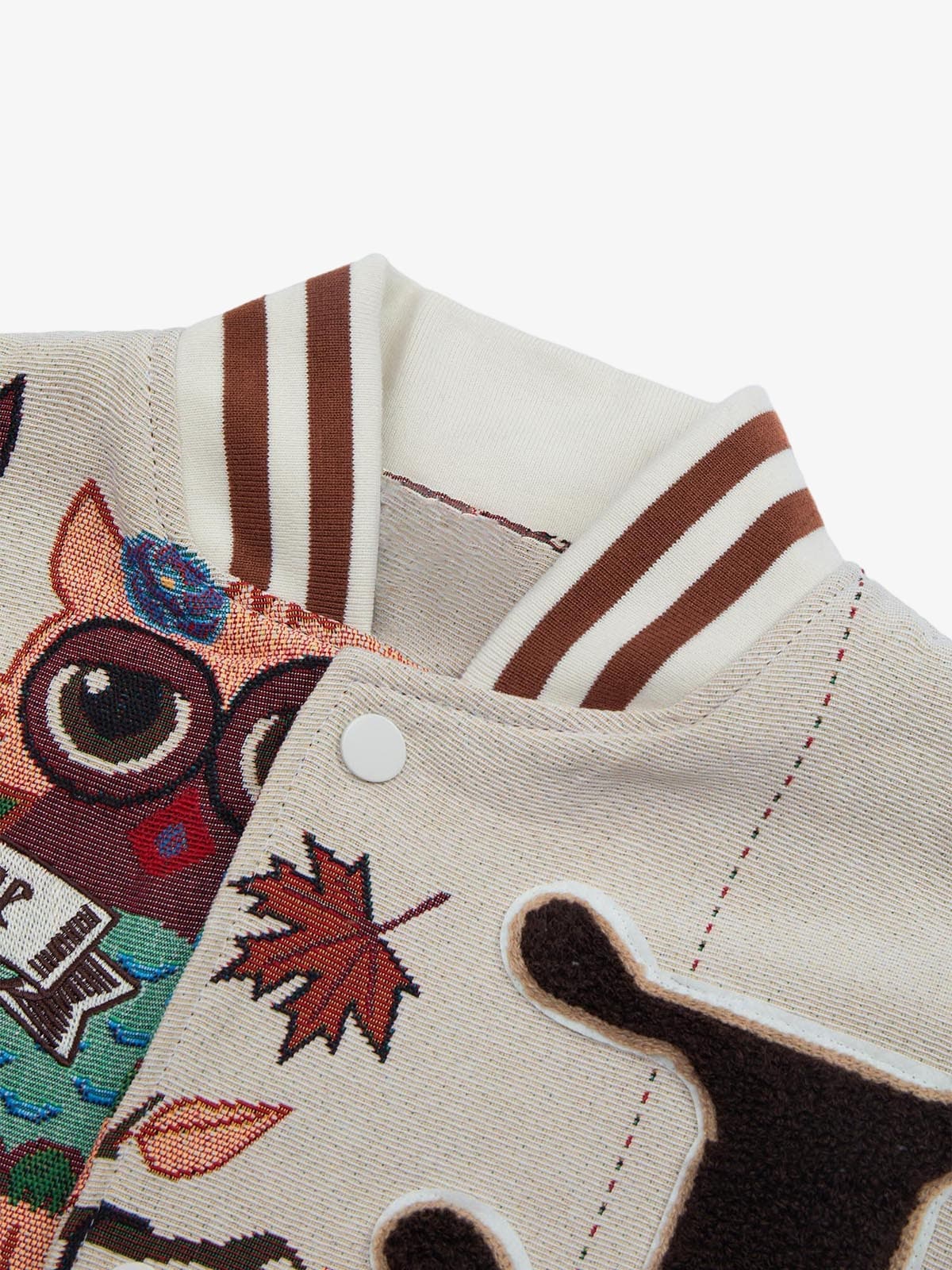 Jaqueta Owl Patch College Baseball Jersey