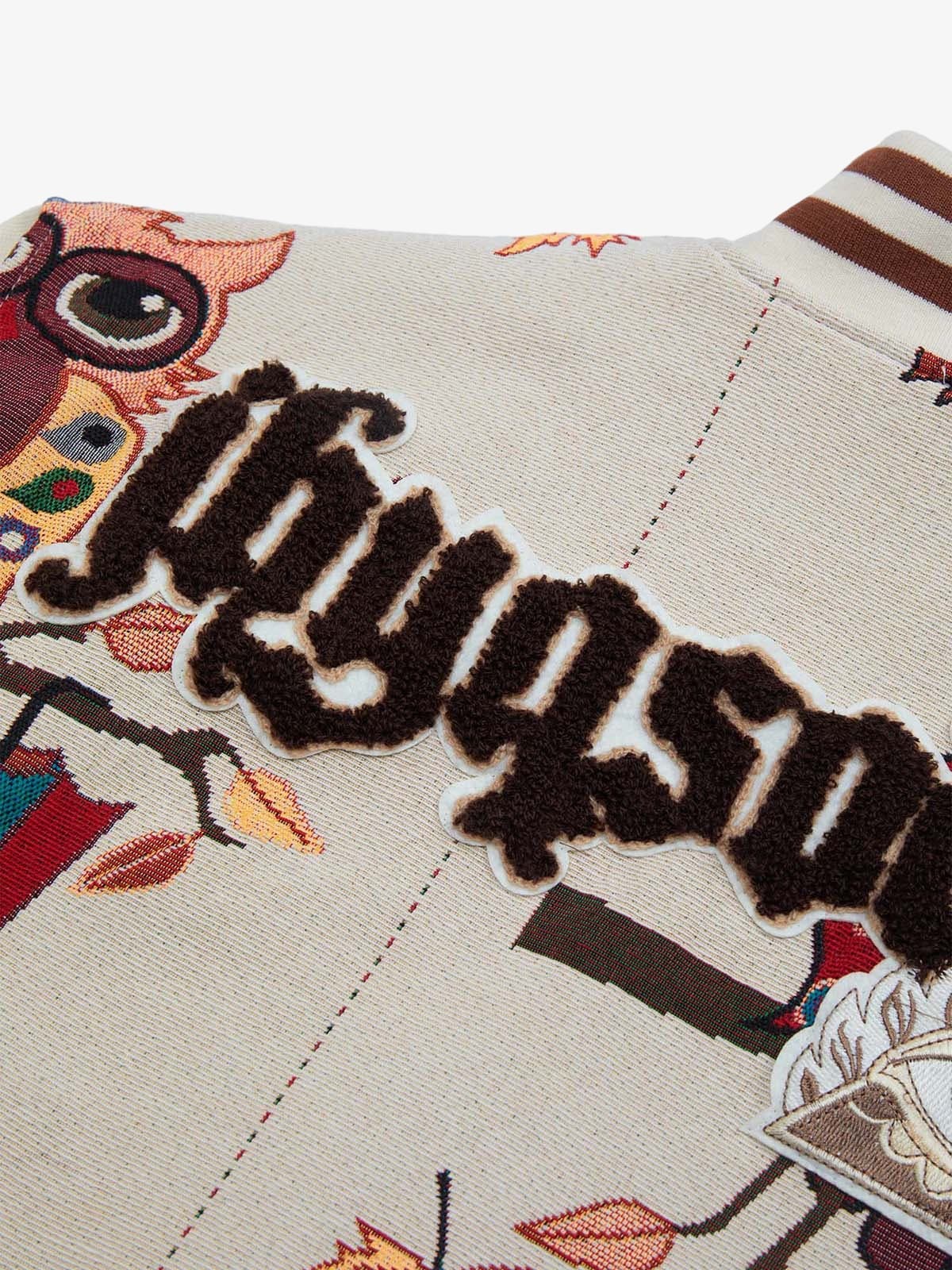 Jaqueta Owl Patch College Baseball Jersey
