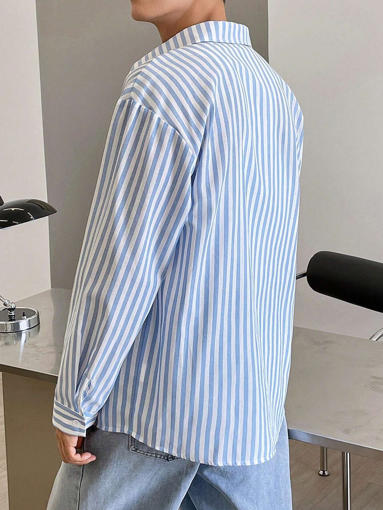 Camisa Joysei Social de Manga Longa Listrada