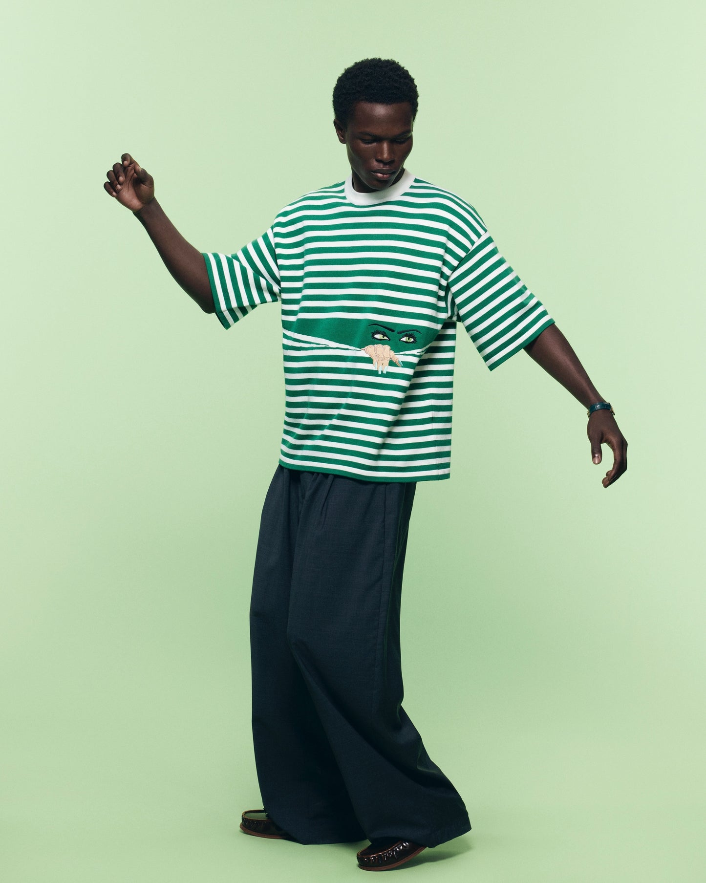 T-SHIRT PEEPING KNIT DARK GREEN
