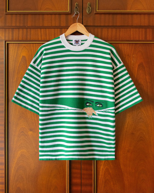 T-SHIRT PEEPING KNIT DARK GREEN