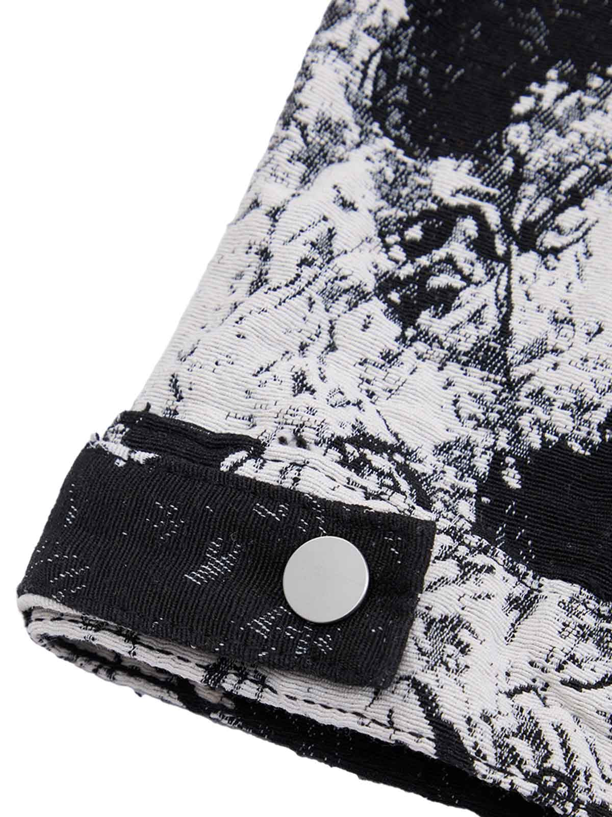 Jaqueta Black And White Contrast Floral Denim
