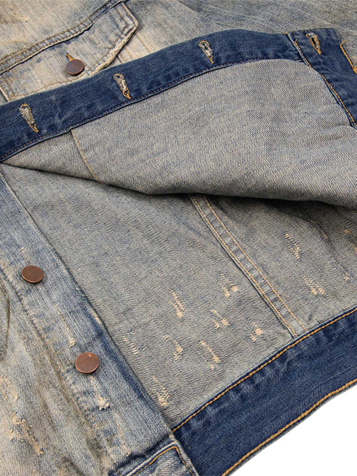 JAQUETA DISTRESSED RHINESTONE MUD-DYED