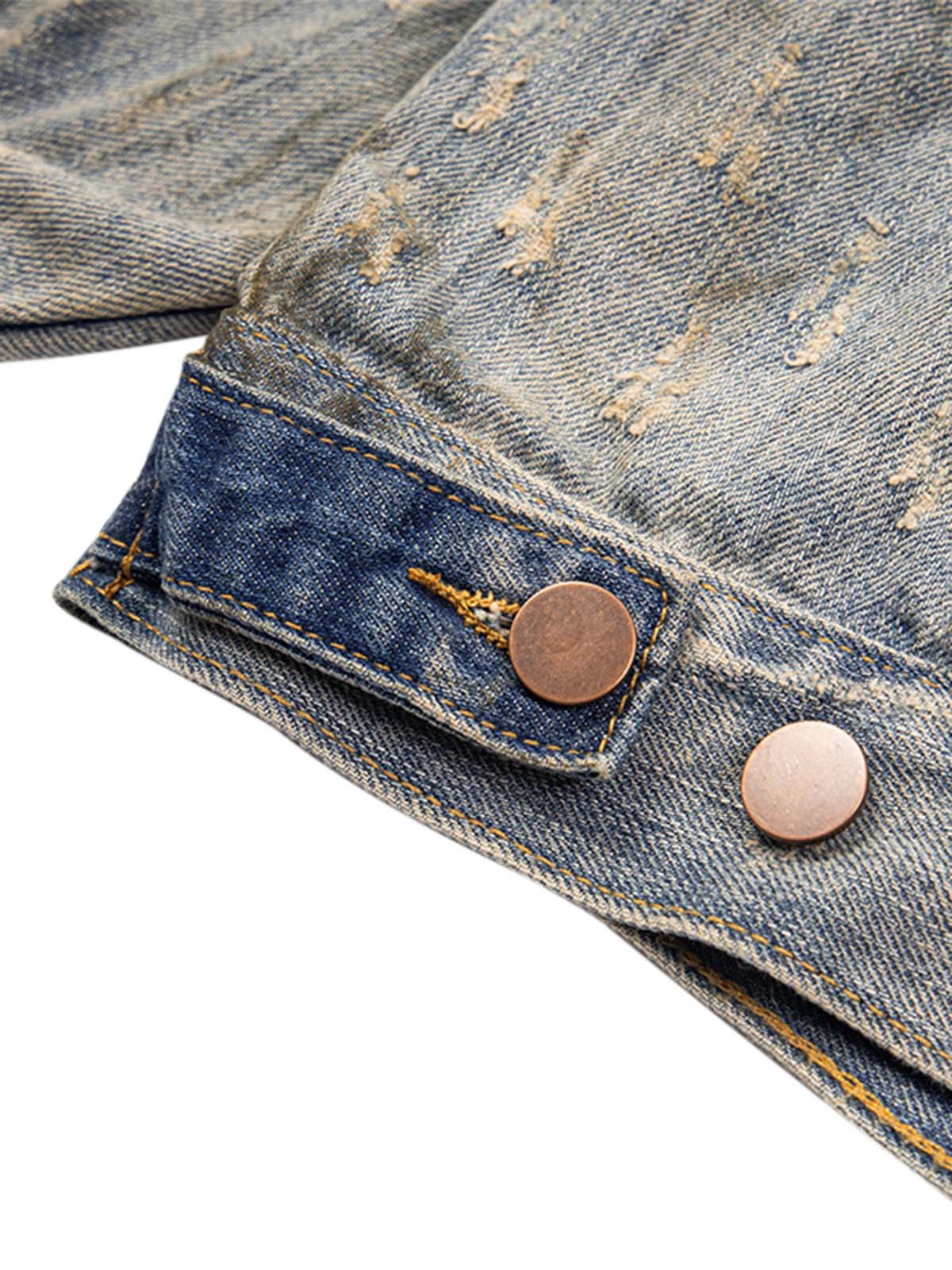 JAQUETA DISTRESSED RHINESTONE MUD-DYED