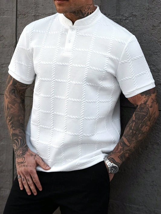 Camisa CasualCool Polo de Cor Sólida com Gola Padre