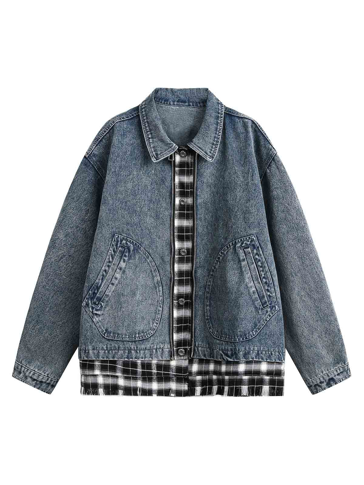 JAQUETA DISTRESSED PATCHWORK DENIM