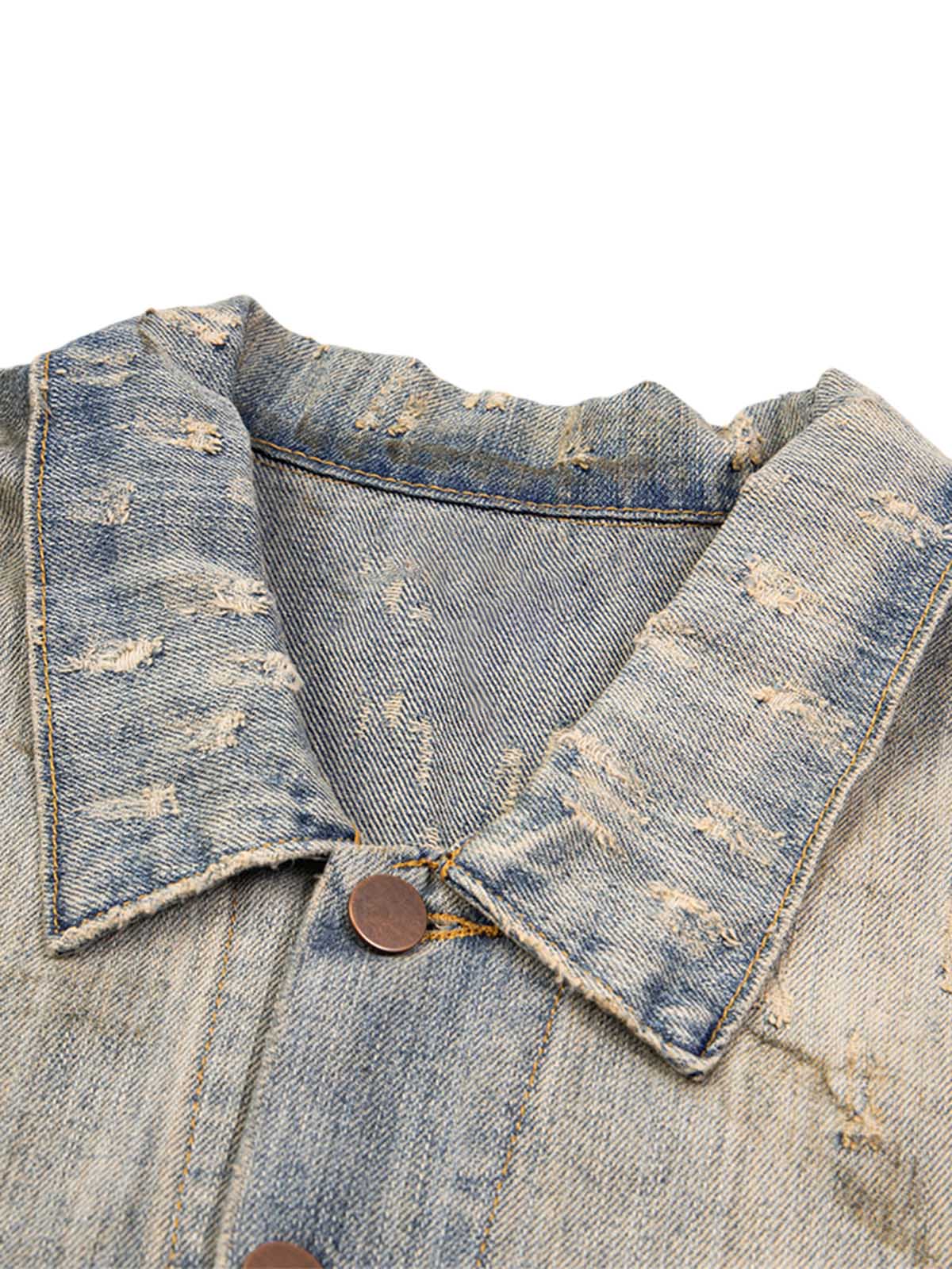 JAQUETA DISTRESSED RHINESTONE MUD-DYED