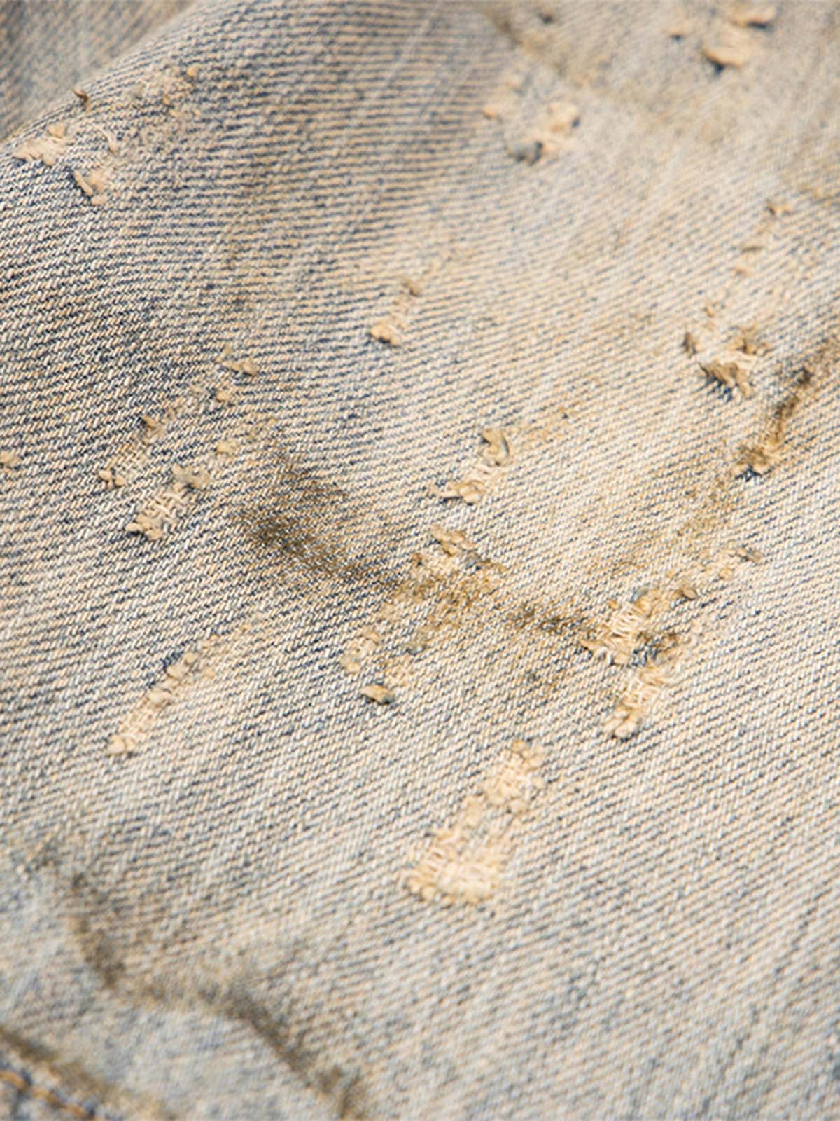 JAQUETA DISTRESSED RHINESTONE MUD-DYED