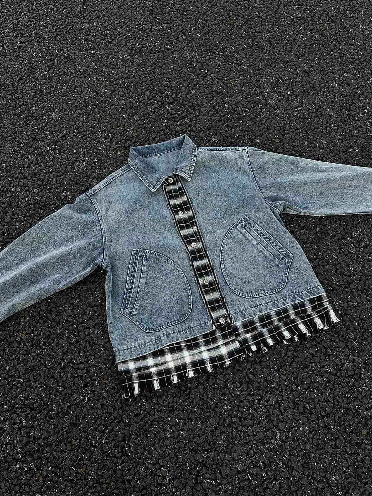 JAQUETA DISTRESSED PATCHWORK DENIM