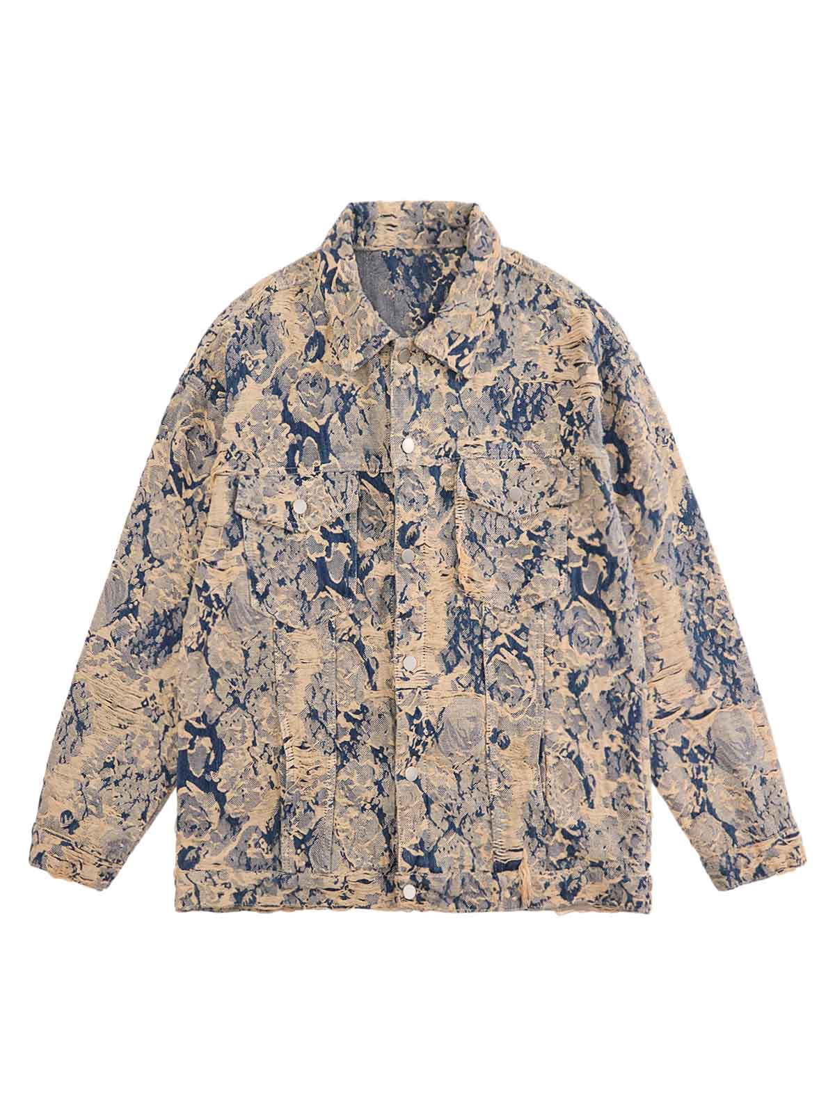 Jaqueta Distressed Jacquard Denim