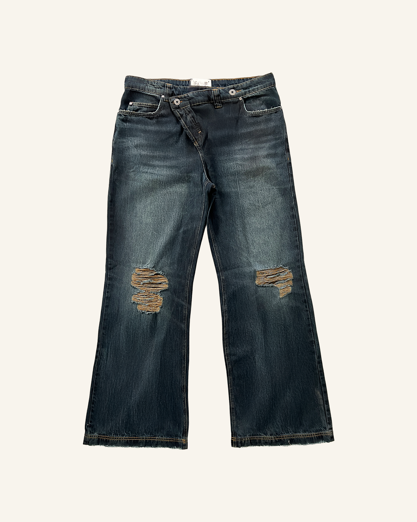 CALÇA ASIMÉTRICA BOOTCUT DENIM - AZUL