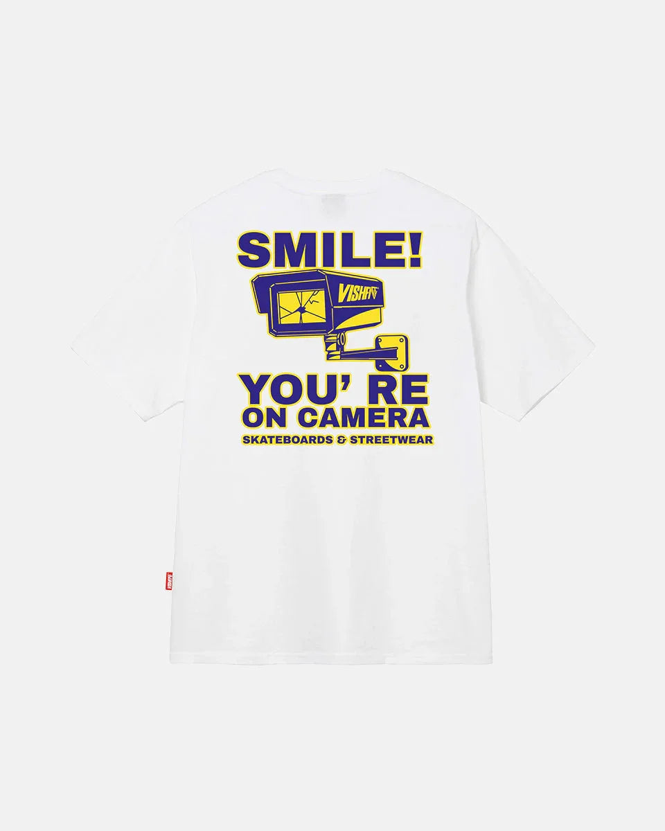 T-SHIRT SMILE! YOU'RE ON CAMERA WHITE