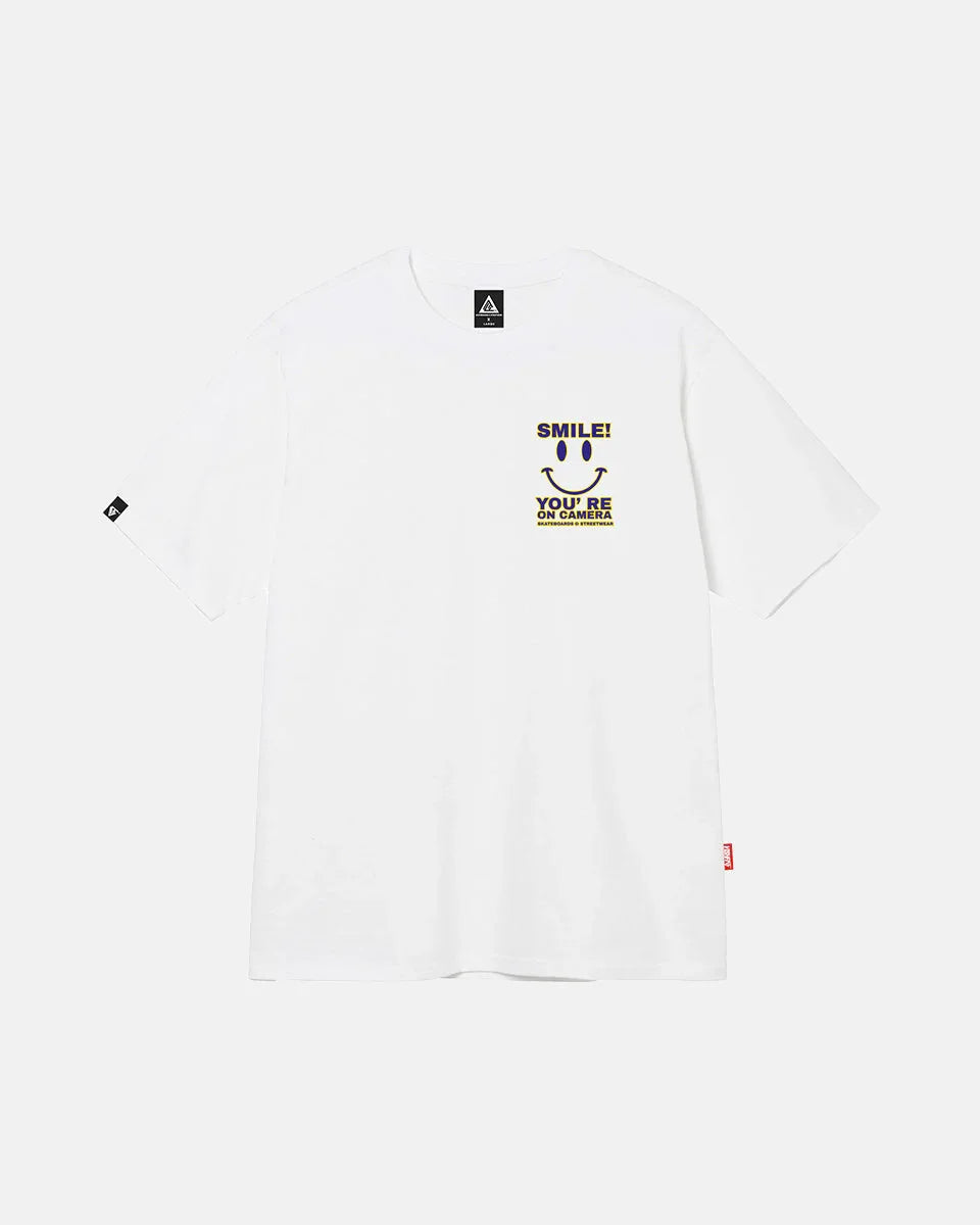 T-SHIRT SMILE! YOU'RE ON CAMERA WHITE