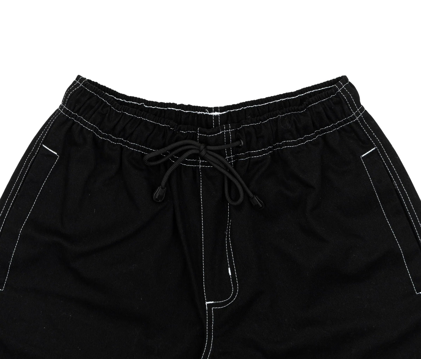 Contrast Twill Shorts In Black