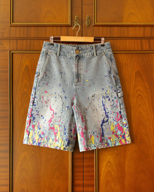 EMBROIDERED CARPENTER DENIM SHORTS