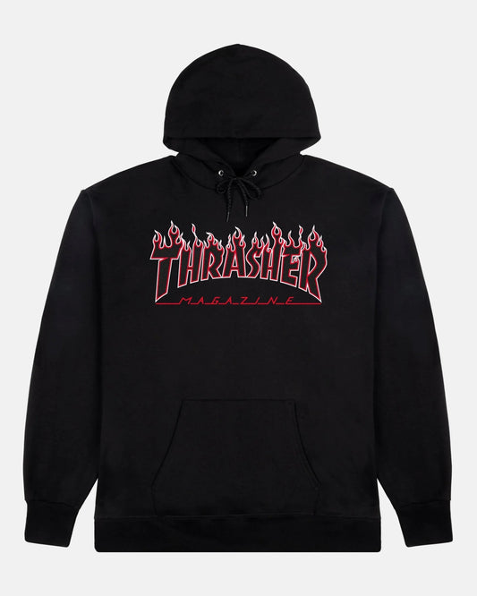 HOODIE FLAME BLACK & RED